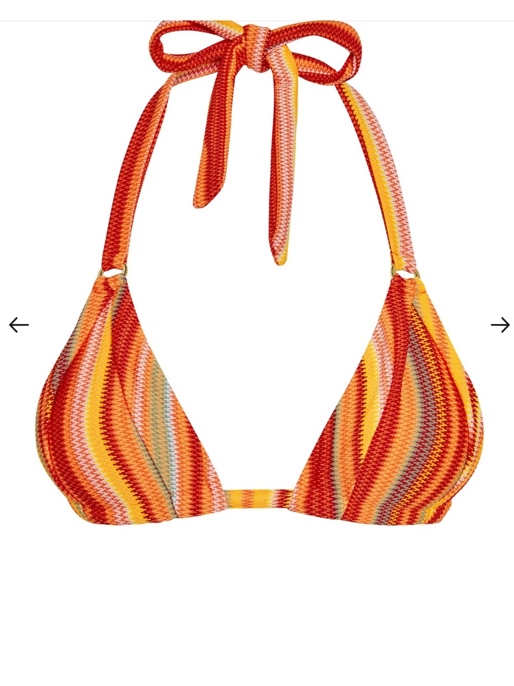 NWT MONDAY SWIM MOROCCO Triangle Bikini Top in Red & Orange SARDINIA Strip